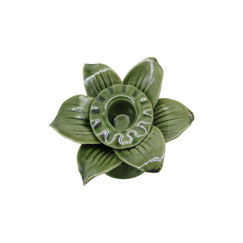 Bougeoir palmier vert - D9 x H6,2 cm