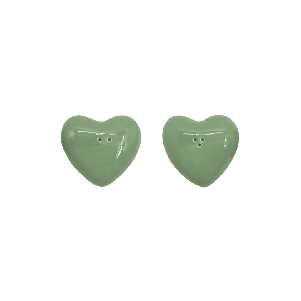 Set de sel et poivre coeur Matcha - 7 x 6,5 cm