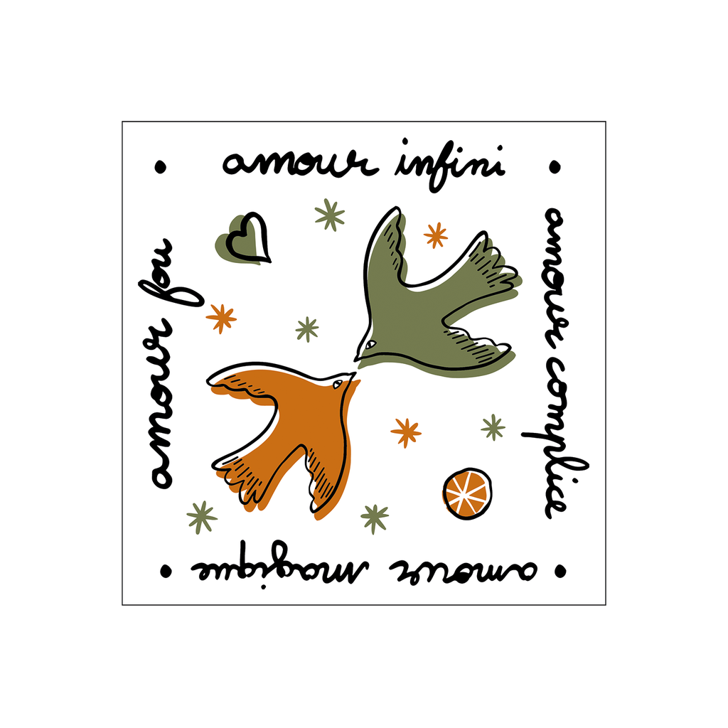 Serviette en papier amour oiseaux x20