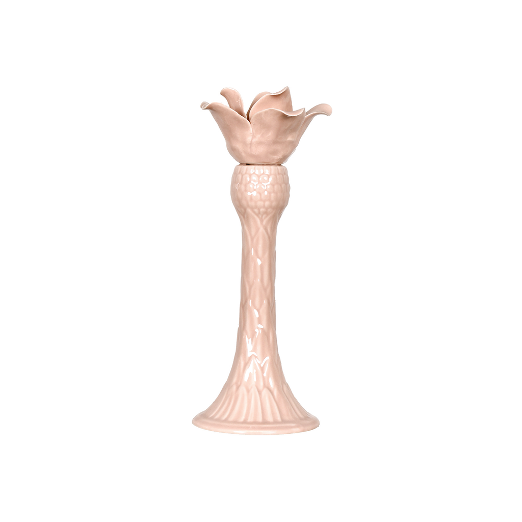 Bougeoir palmier rose - D8,5 x H23 cm