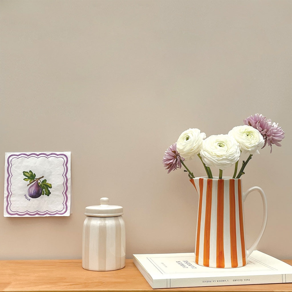 Pichet rayure orange - L17,8 x P12,5 x H21,3 cm