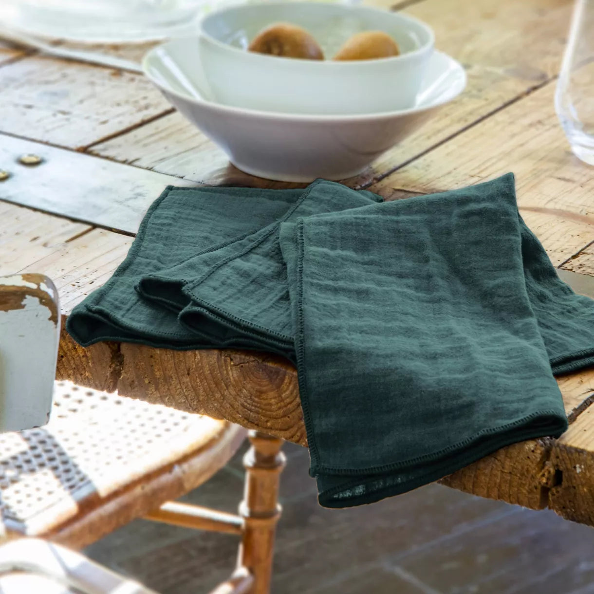 Lot de 3 serviettes de table gaze de coton (couleurs au choix)