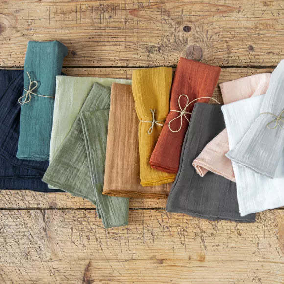 Lot de 3 serviettes de table gaze de coton (couleurs au choix)