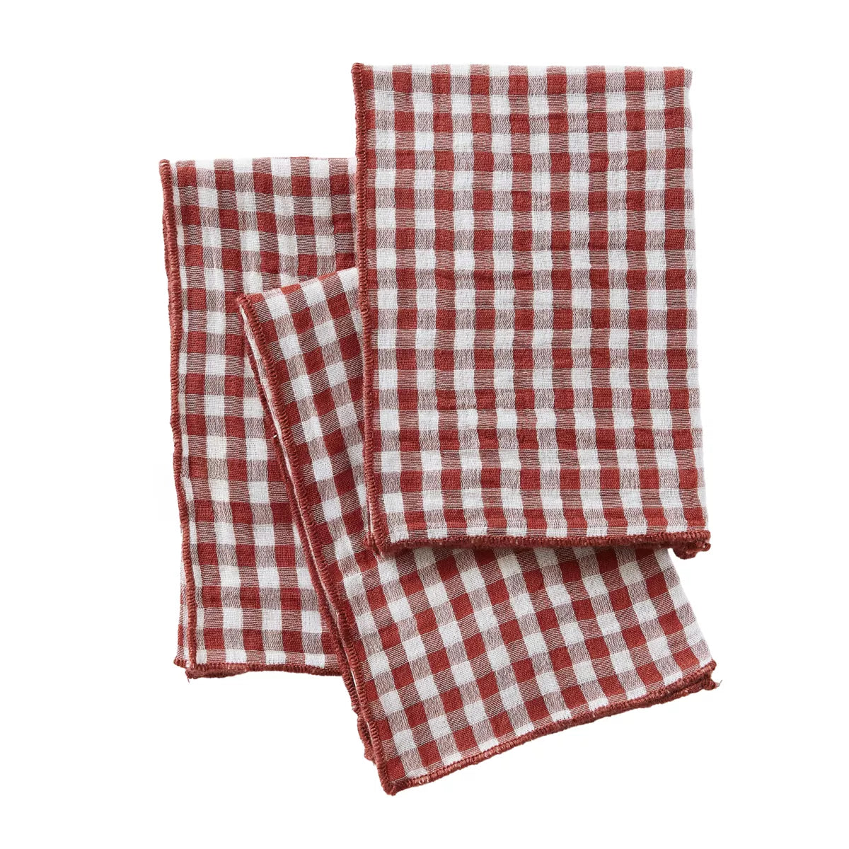 VICKIE Lot de 3 serviettes de table gaze de coton TERRACOTTA