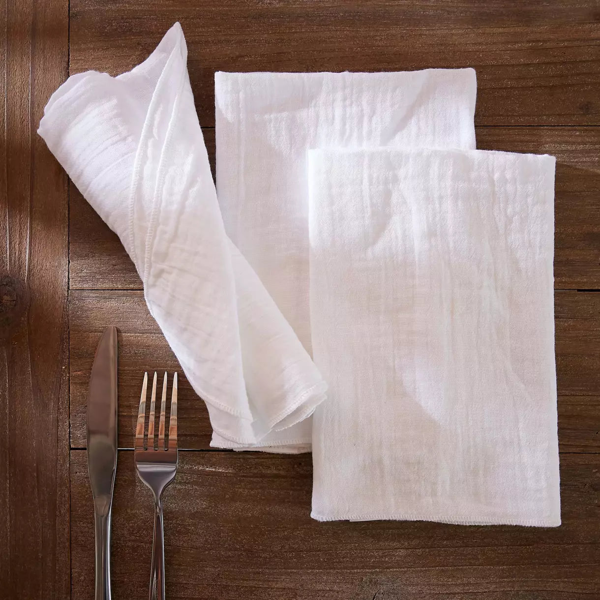 Lot de 3 serviettes de table gaze de coton (couleurs au choix)
