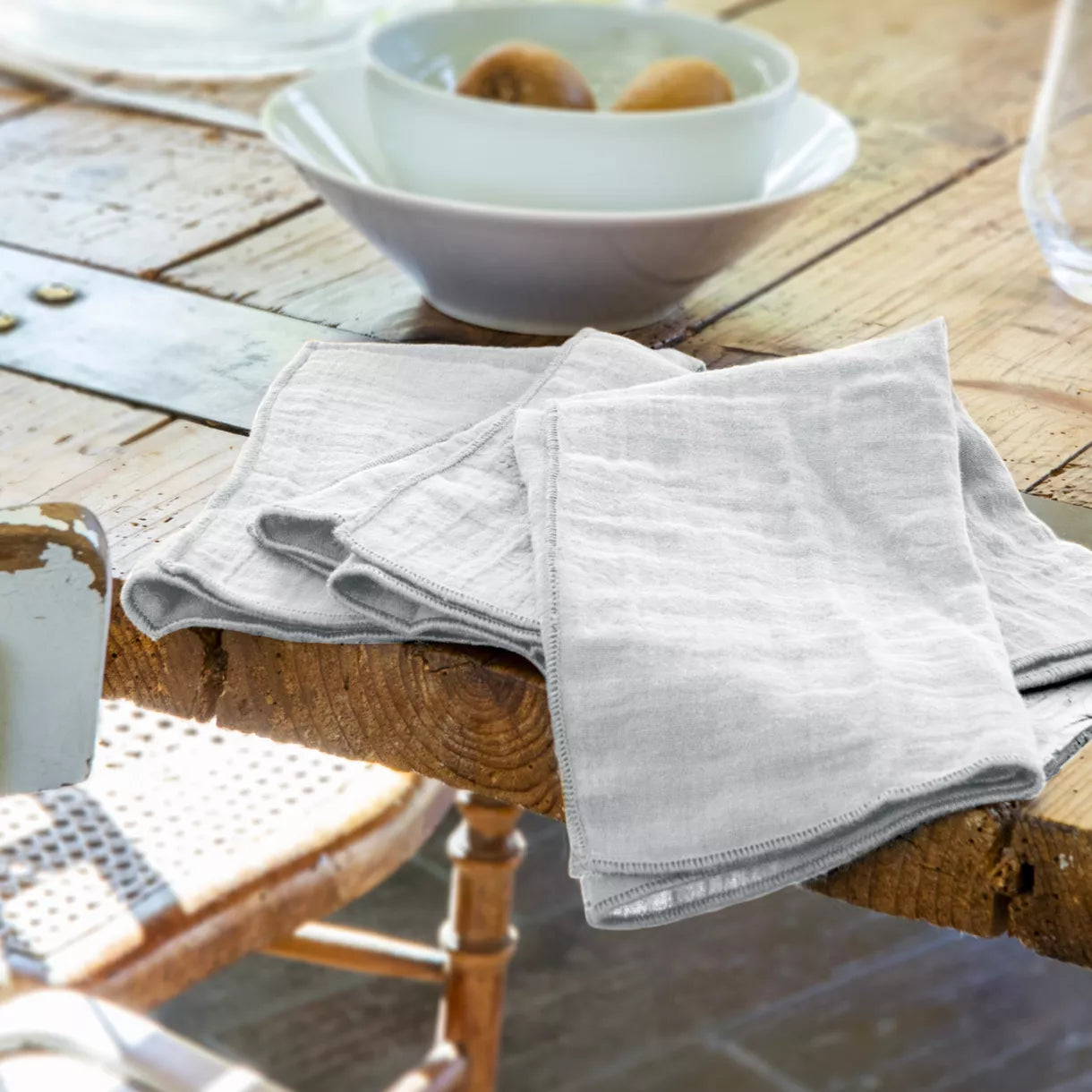 Lot de 3 serviettes de table gaze de coton (couleurs au choix)