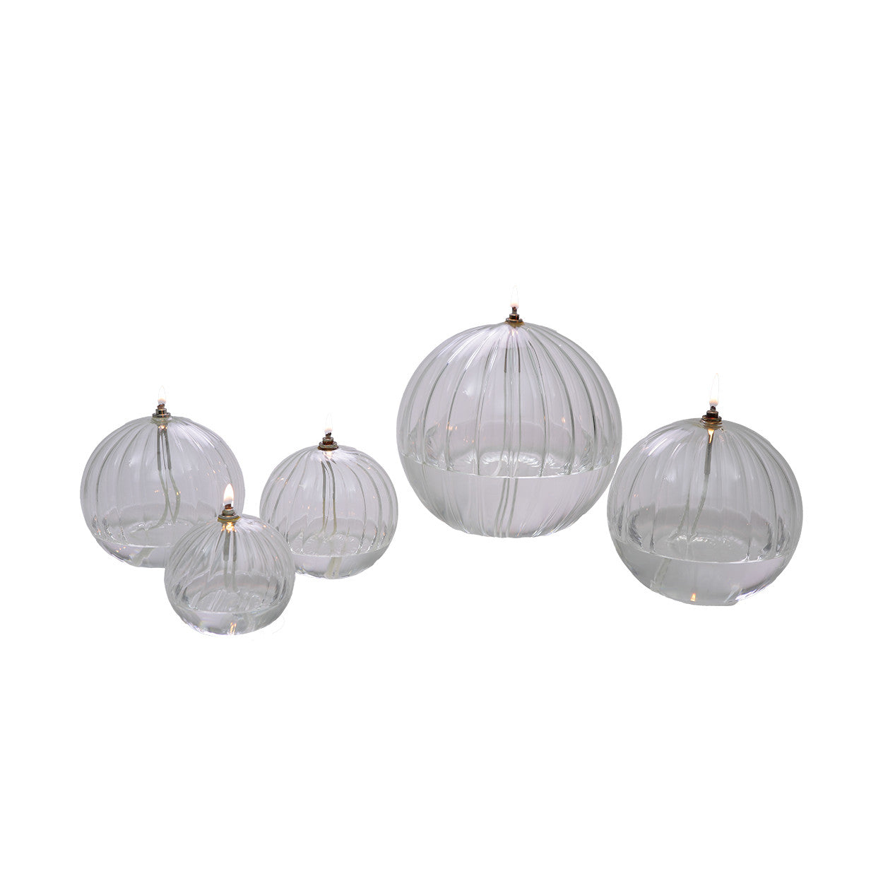 SPHERE lampe à huile striée transparente M