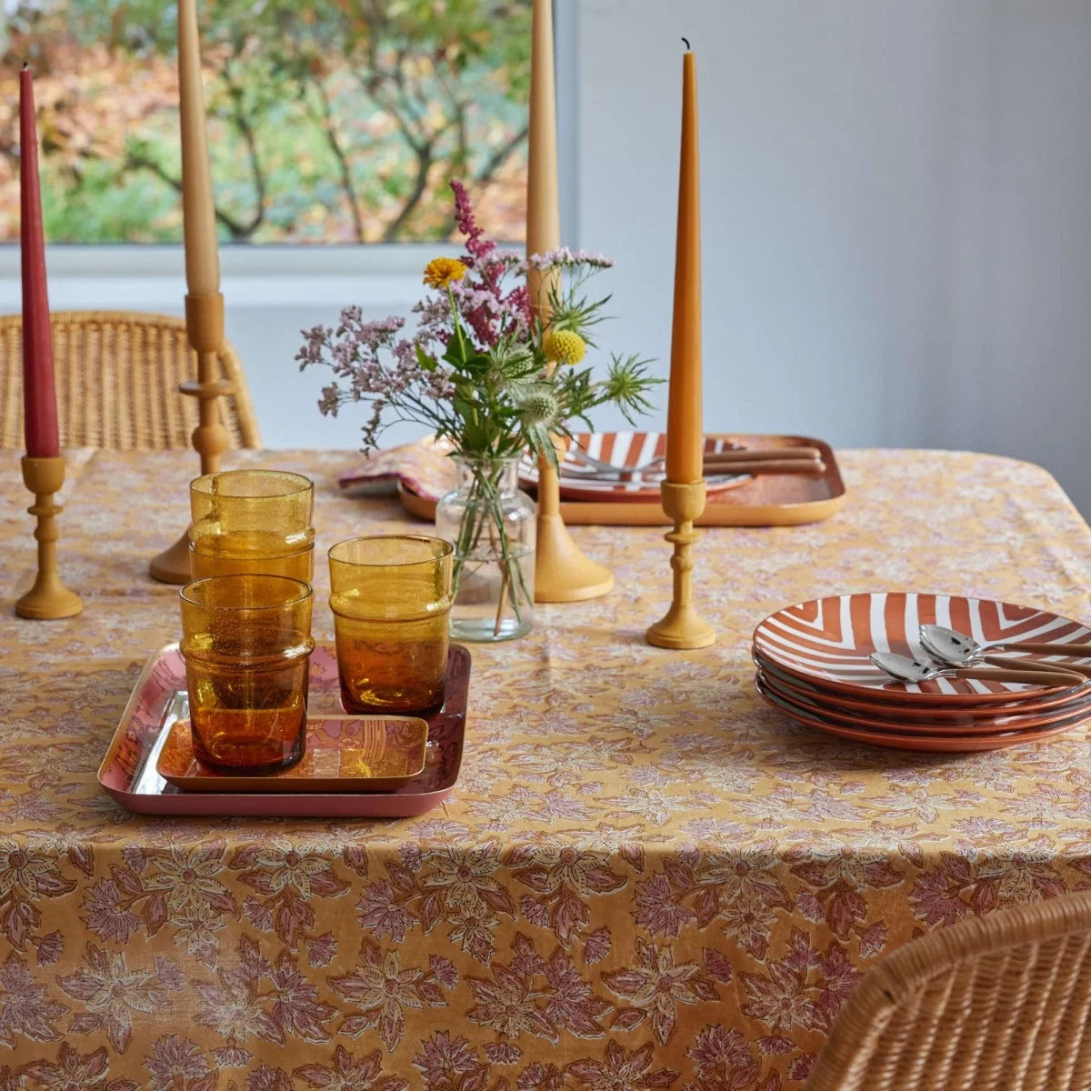 ARYA - Nappe indienne à imprimé floral Tandoori