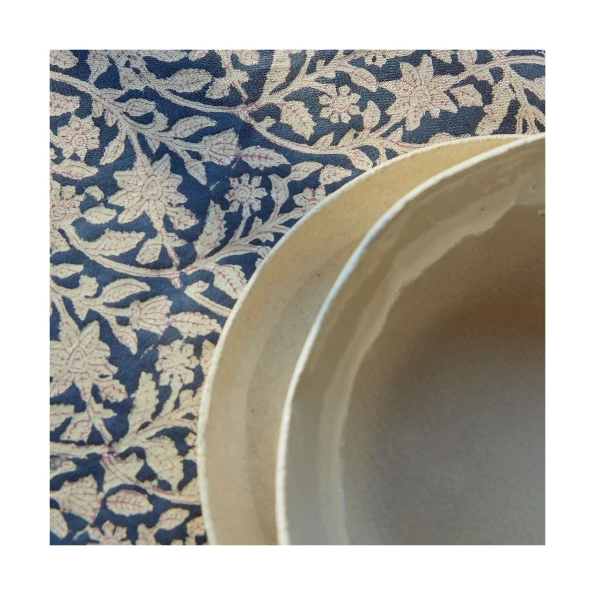 GOA - Nappe indienne à imprimé floral Indigo