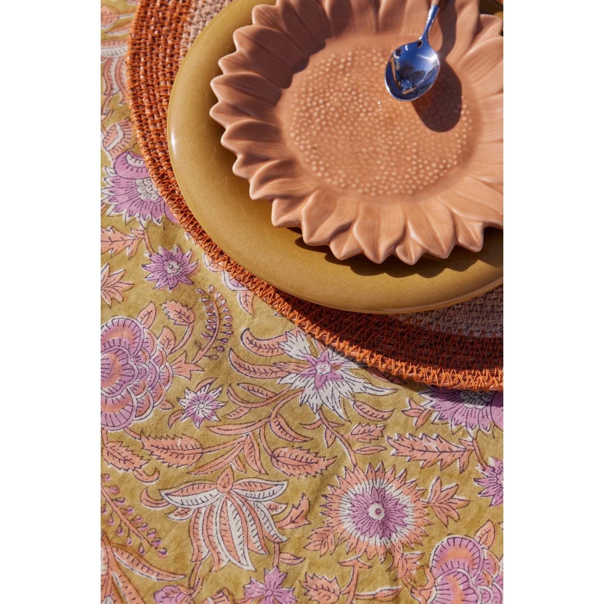 NERHU - Nappe indienne à imprimé floral Kiwi