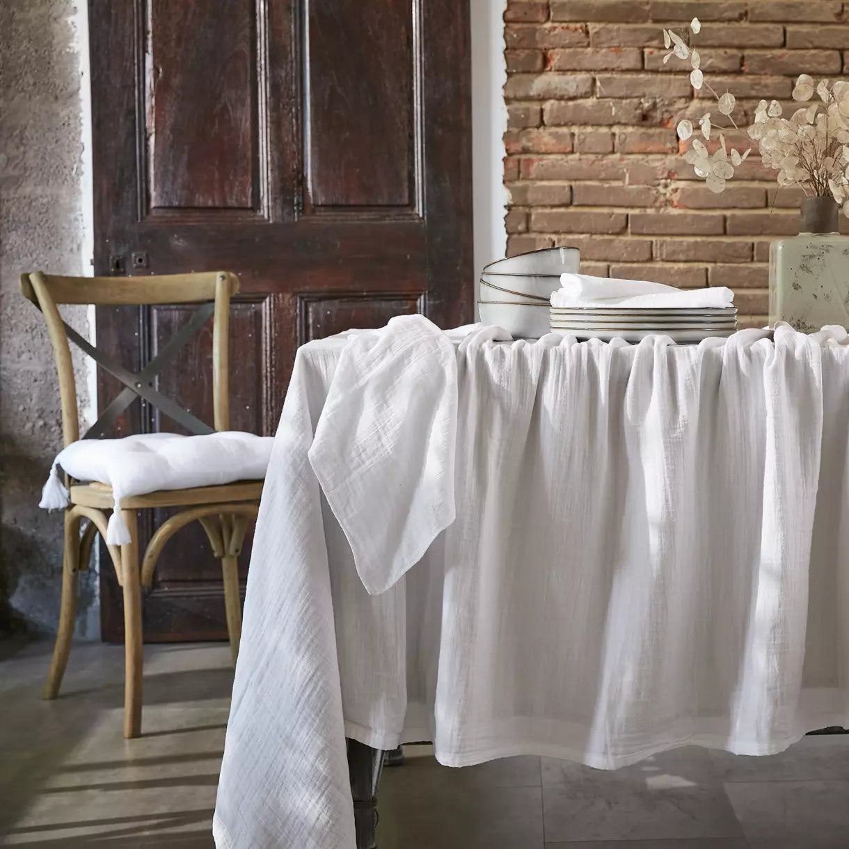 GAIA Nappe gaze de coton Blanc
