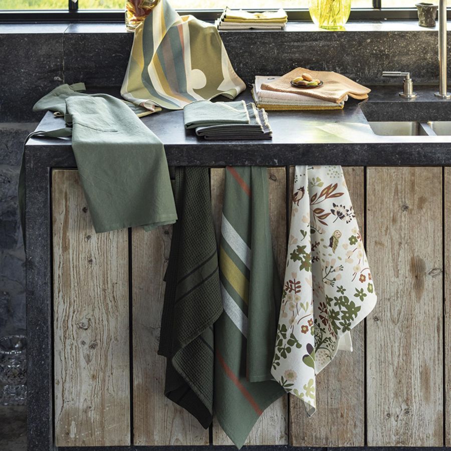LARS Torchon nid d'abeilles - Olive