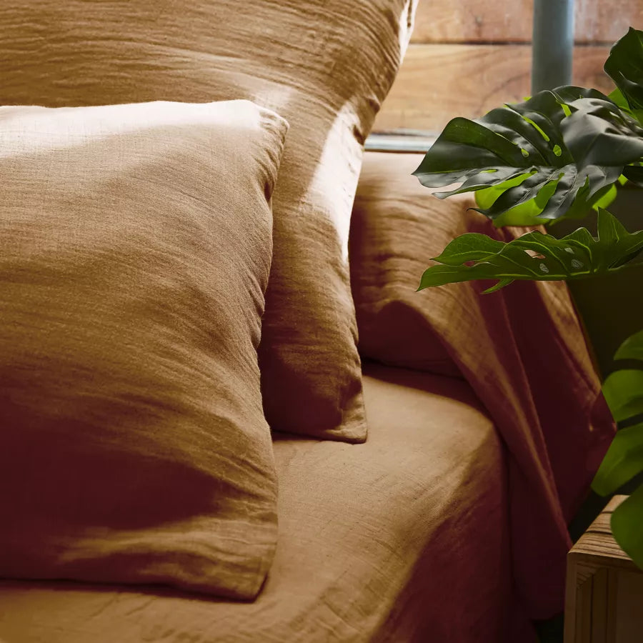 GAIA - Linge de lit gaze de coton Camel