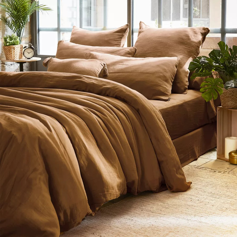 GAIA - Linge de lit gaze de coton Camel