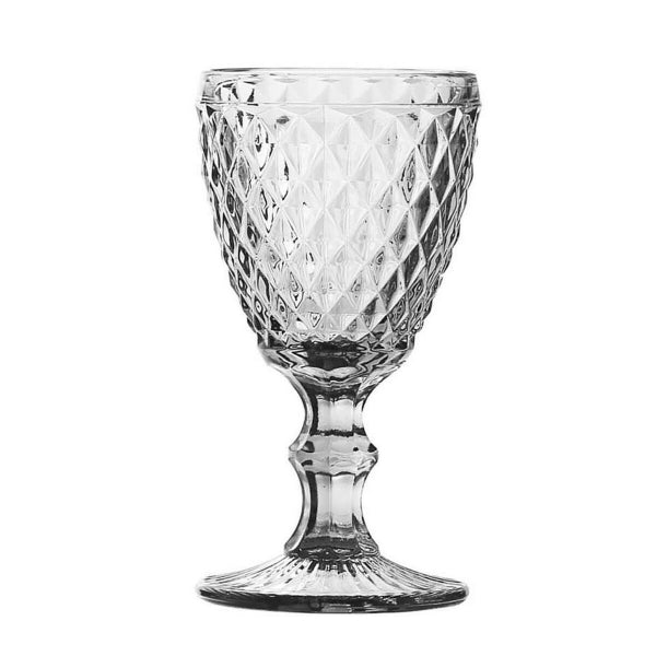 SIDARI - 6 Verres transparents ciselés sur pieds - 350 ml