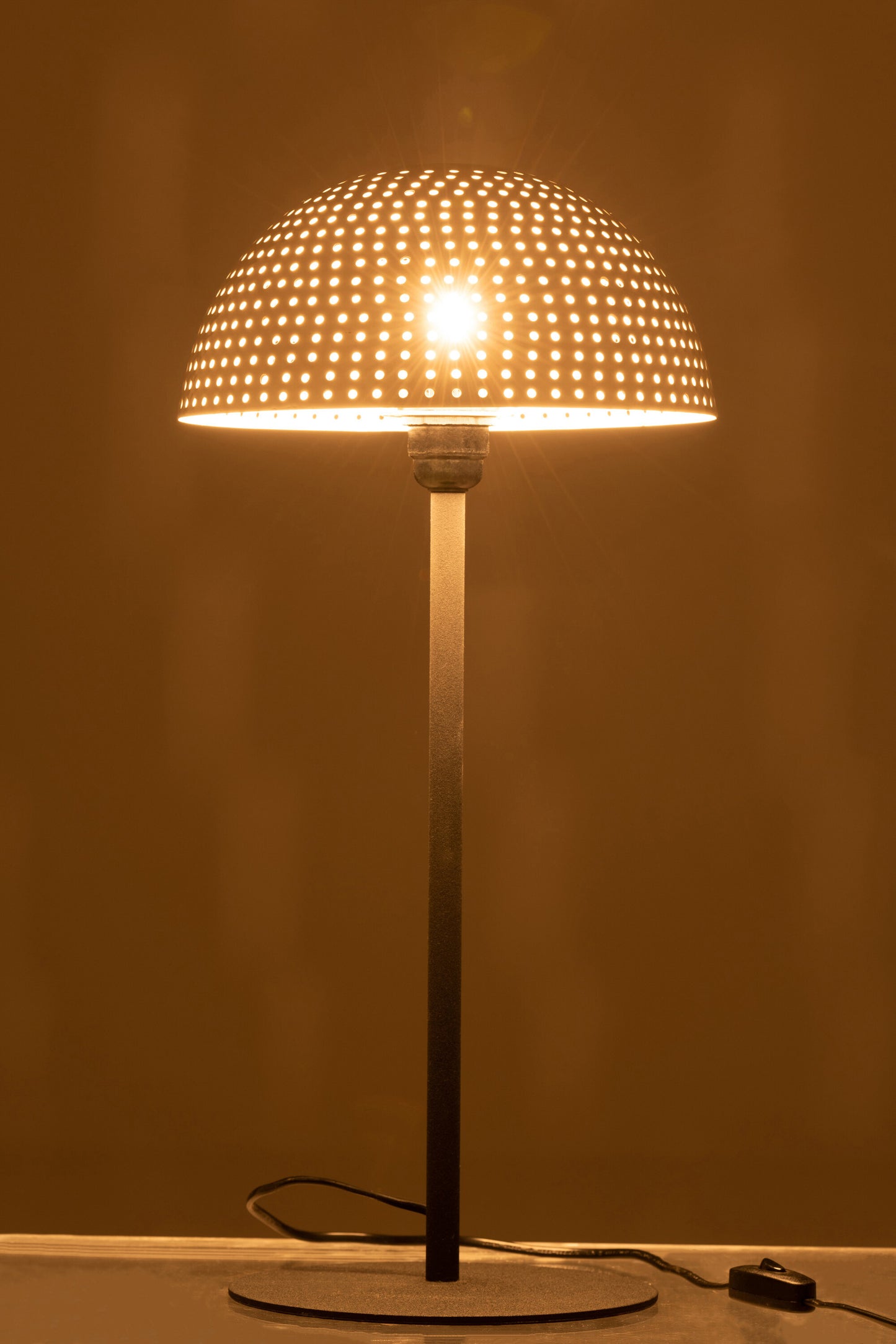 CHAMPI Lampe champignon boule metal brillant blanc/noir