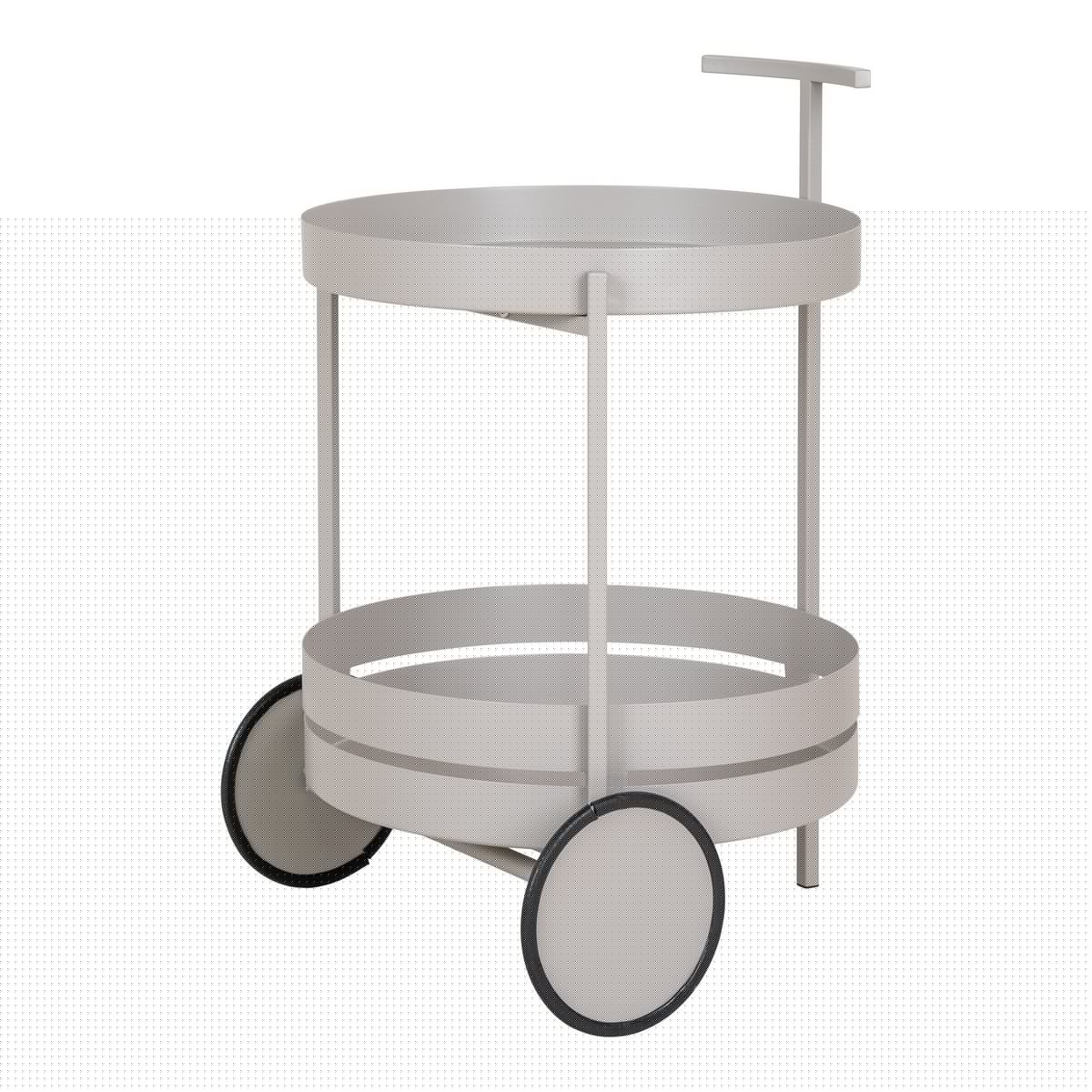 BEJA - Chariot de bar, acier, gris froid, 2 étagères, 40x49,5x61 cm