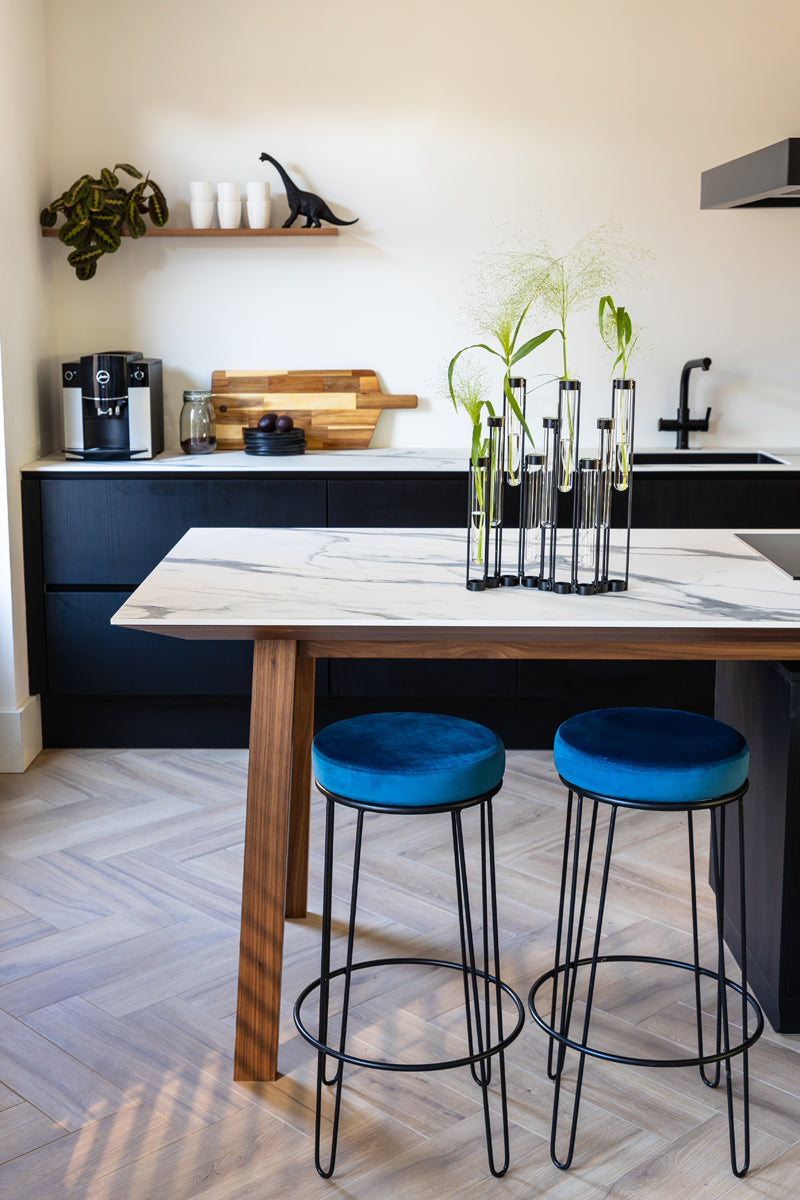 ALICE - 2 Tabourets Bleu/noir