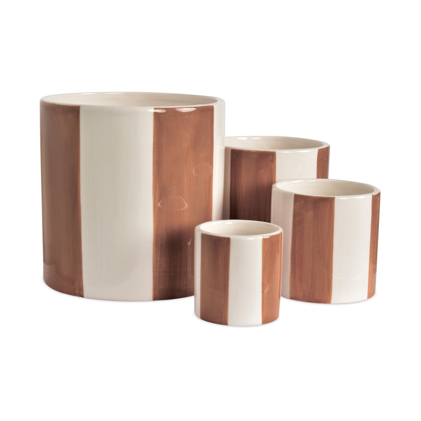 PRETTY - Set de 4 pots rayures Marron