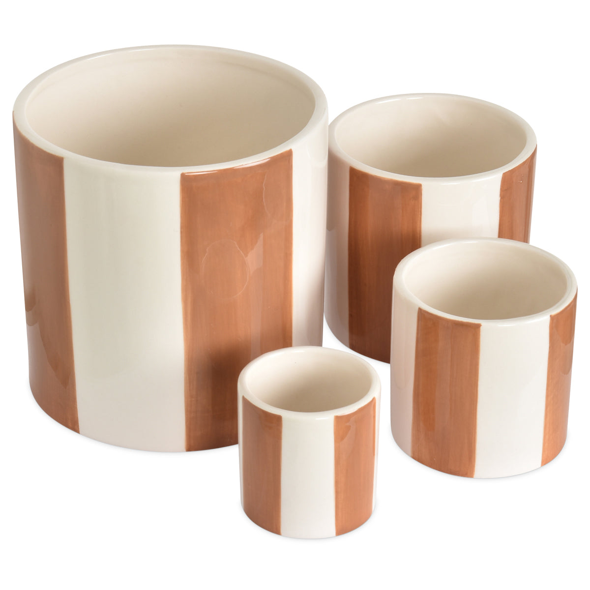 PRETTY - Set de 4 pots rayures Marron