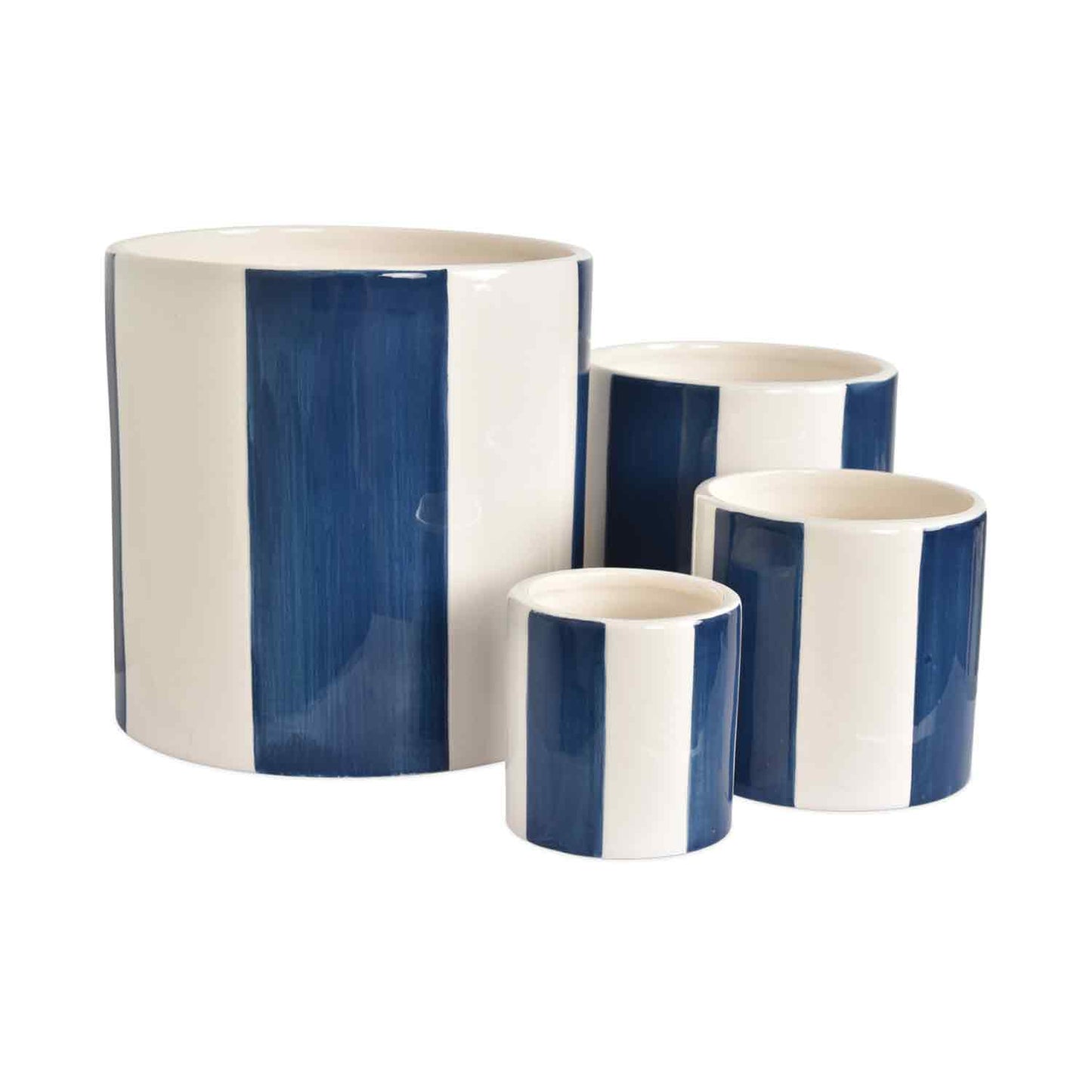 PRETTY - Set de 4 pots rayures bleu