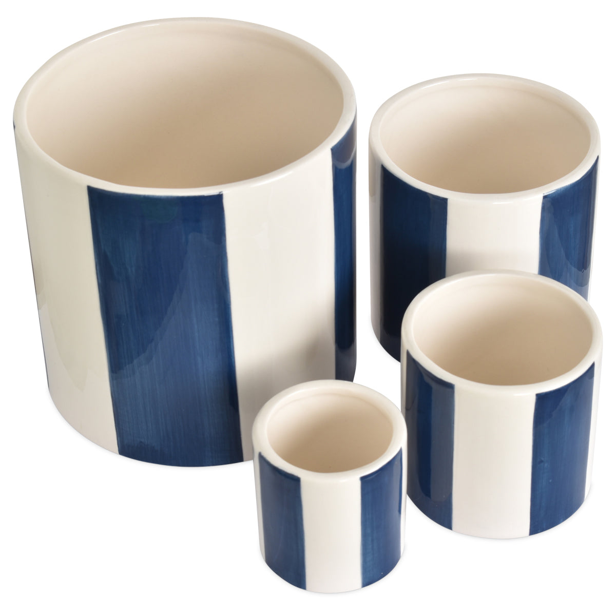 PRETTY - Set de 4 pots rayures bleu