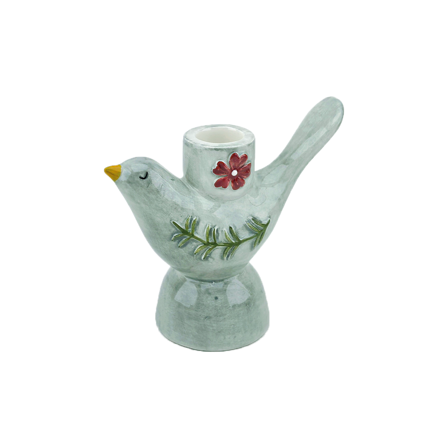 OISEAU Bougeoir fleur rouge