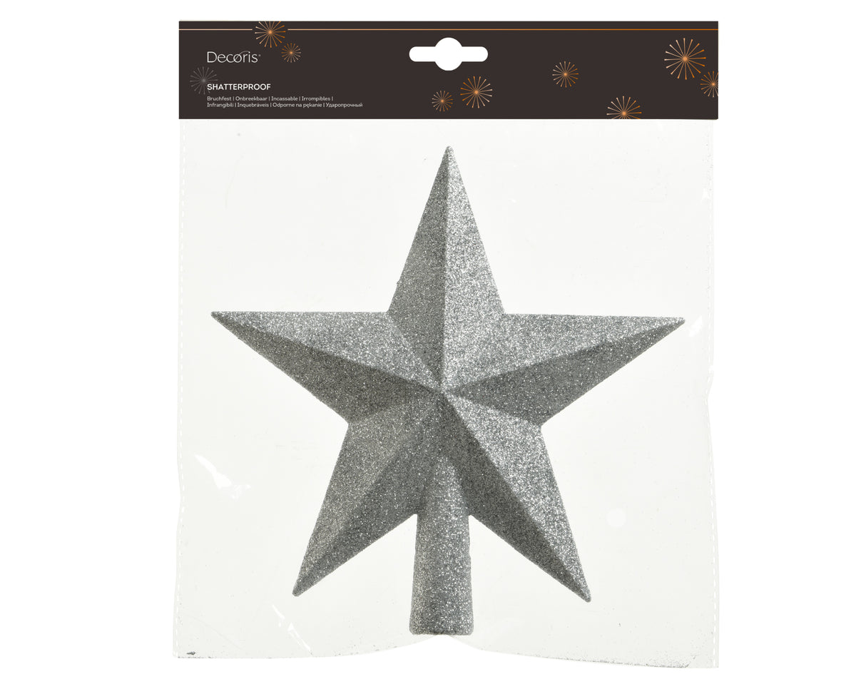 CIMIER ÉTOILE argent décoré en polystyrène paillettes argentées