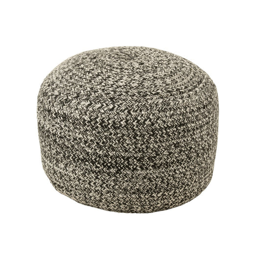 MIAMI - Pouf extérieur Polyester Noir/Blanc