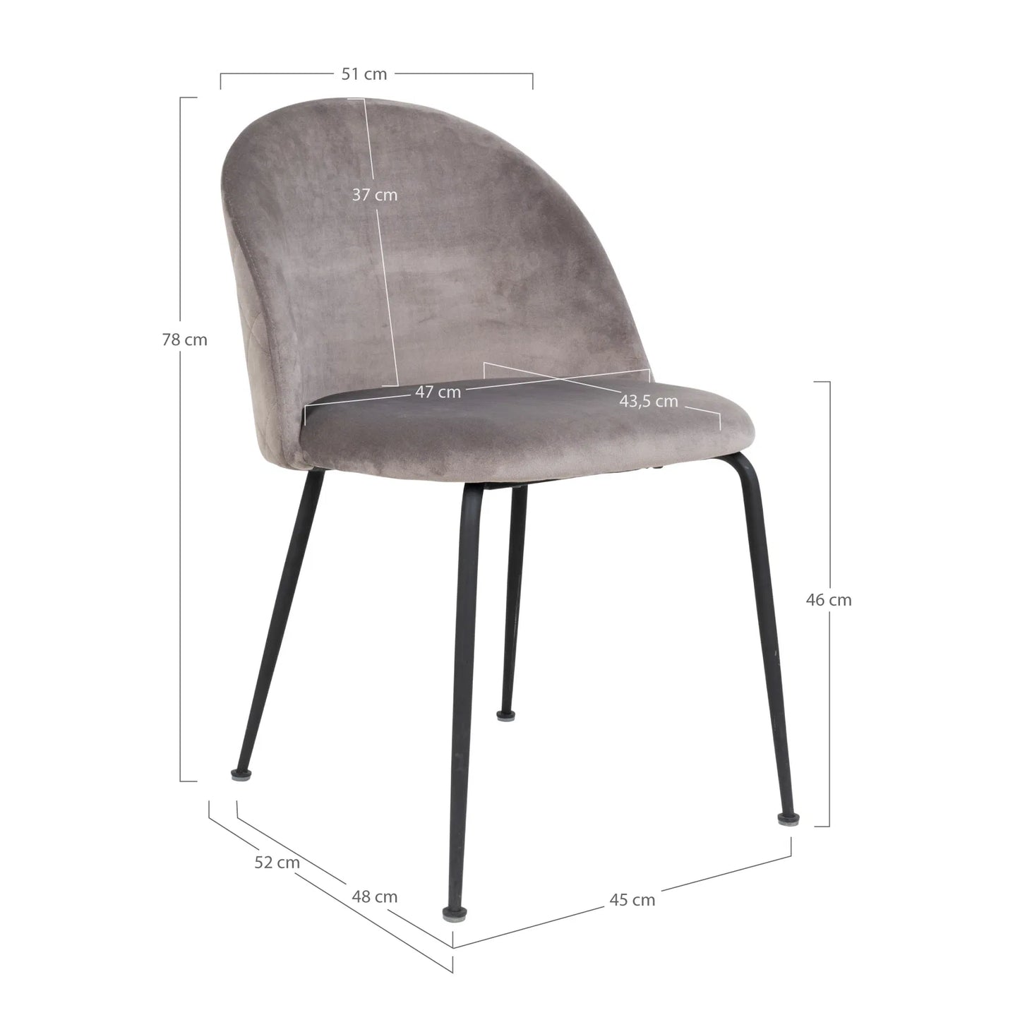 GENEVE - Chaise de salle à manger Gris/Noir - lot de 2