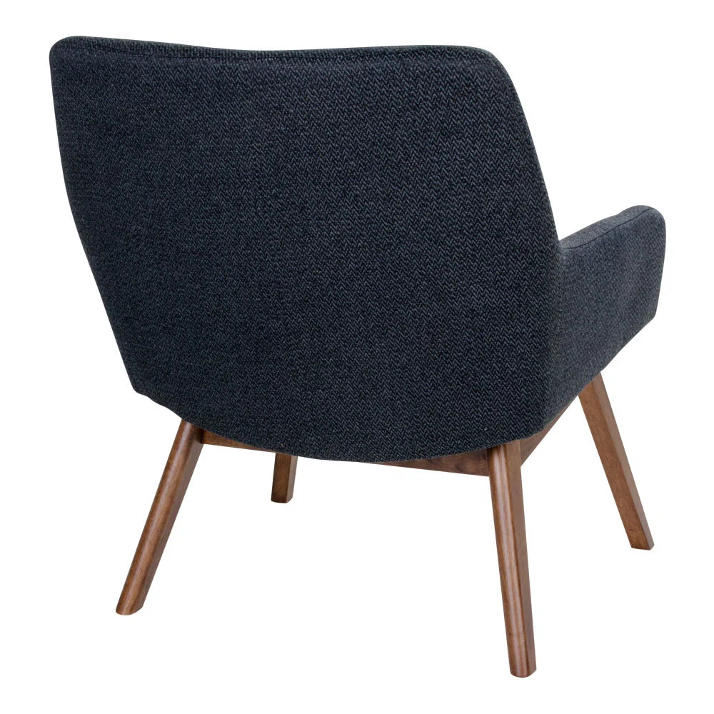 LONDON Fauteuil bleu foncé pieds noyer