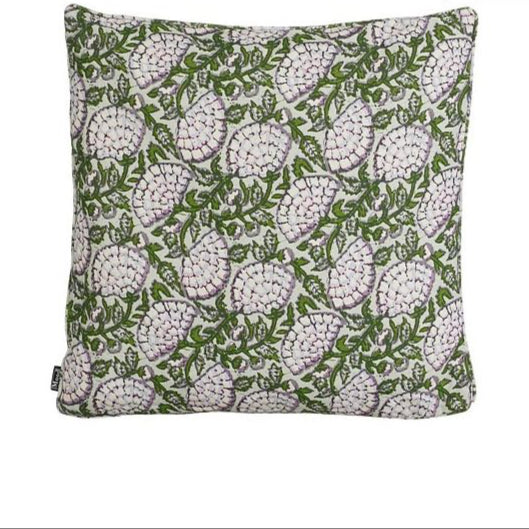 MITCHELL- Coussin fleurs vert/écru 45 x 45 cm