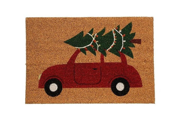 PAILLASSON VOITURE rouge et sapin