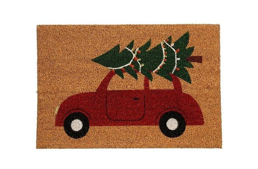 PAILLASSON VOITURE rouge et sapin