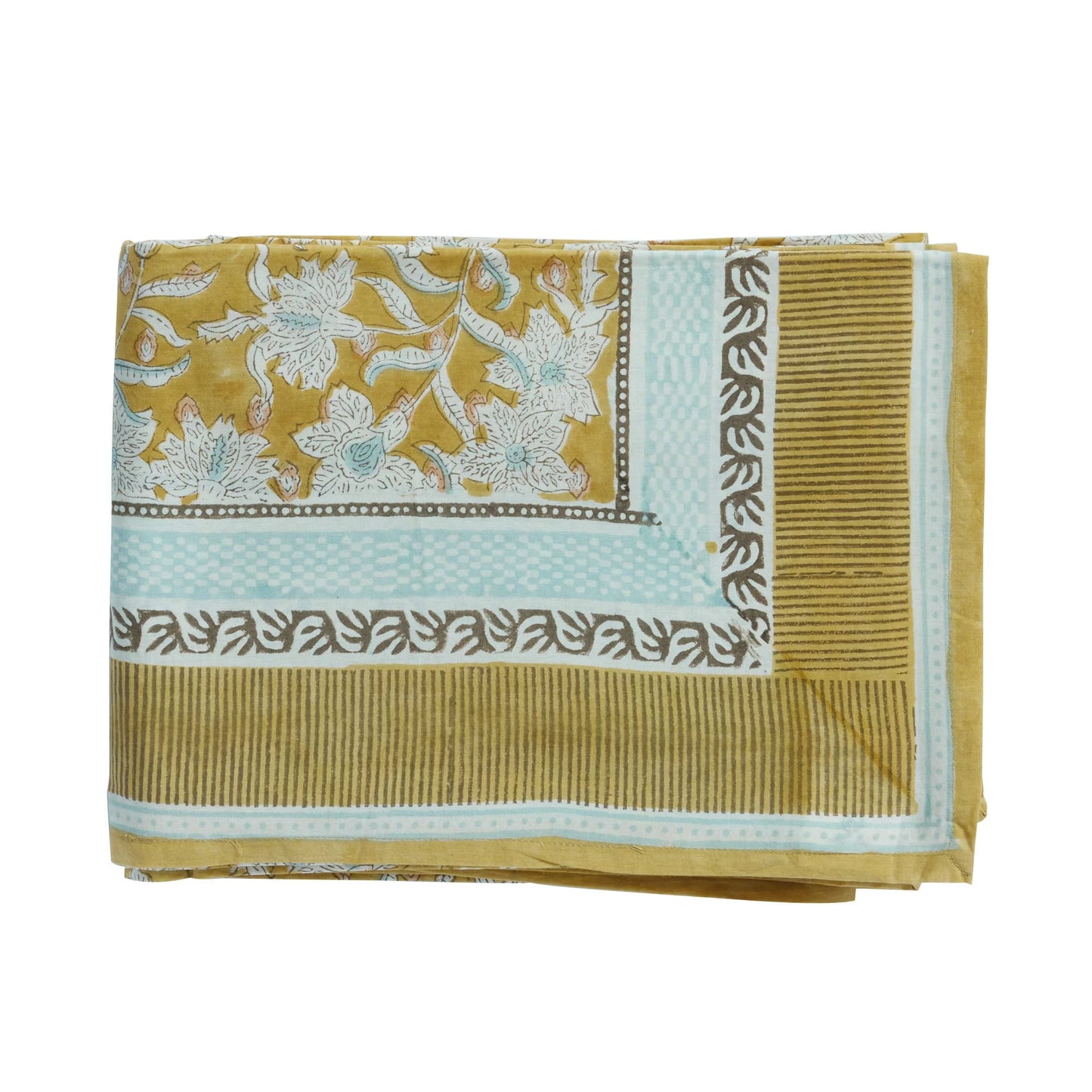 LOTUS - Nappe indienne à imprimé floral Absynthe