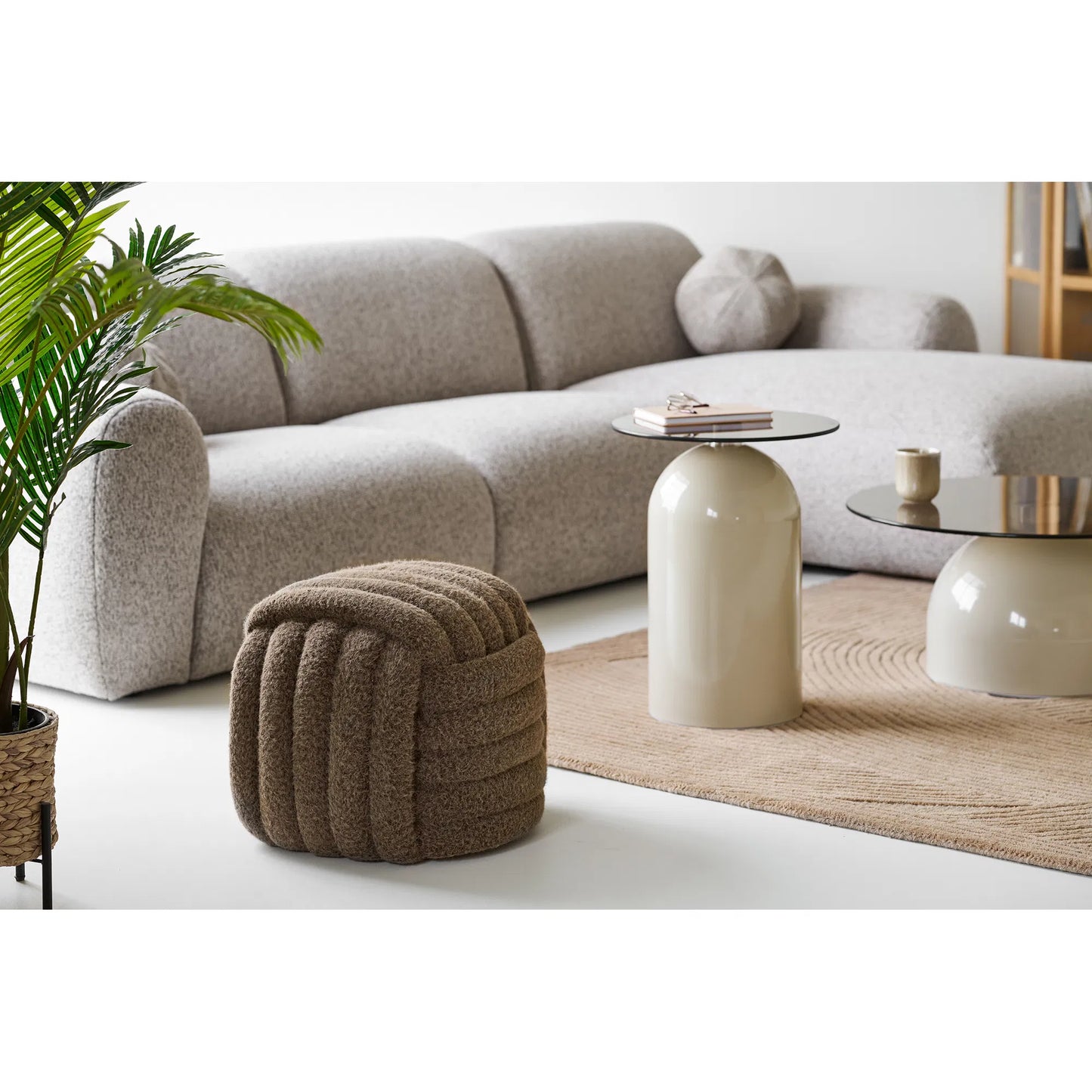 POUF polyester marron