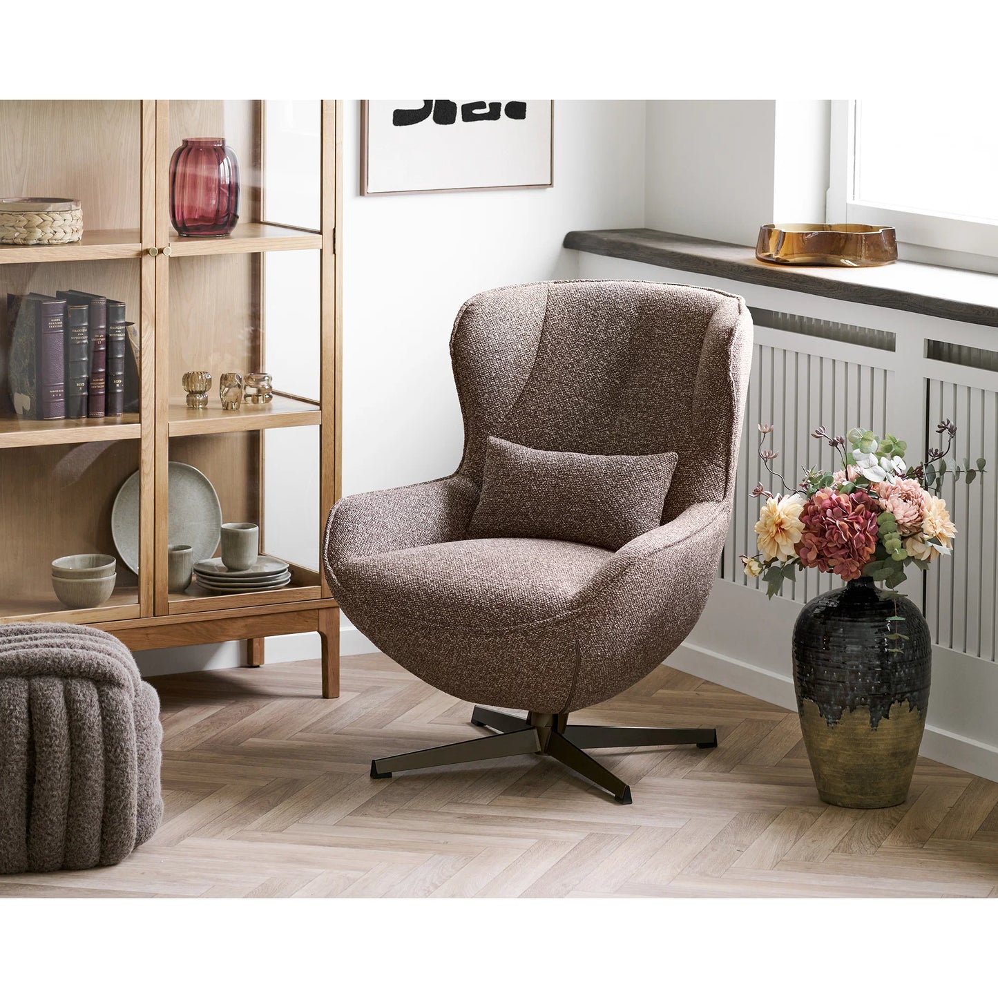 POUF polyester marron