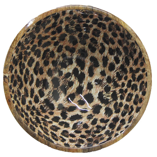 LEOPARD Grand saladier en bois de manguier émaillé D30