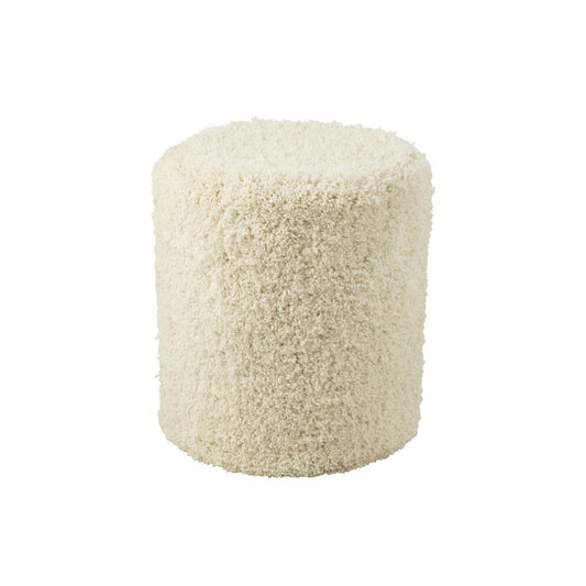 FLUFFY - Pouf Cylindre Polyester Crème H50 cm