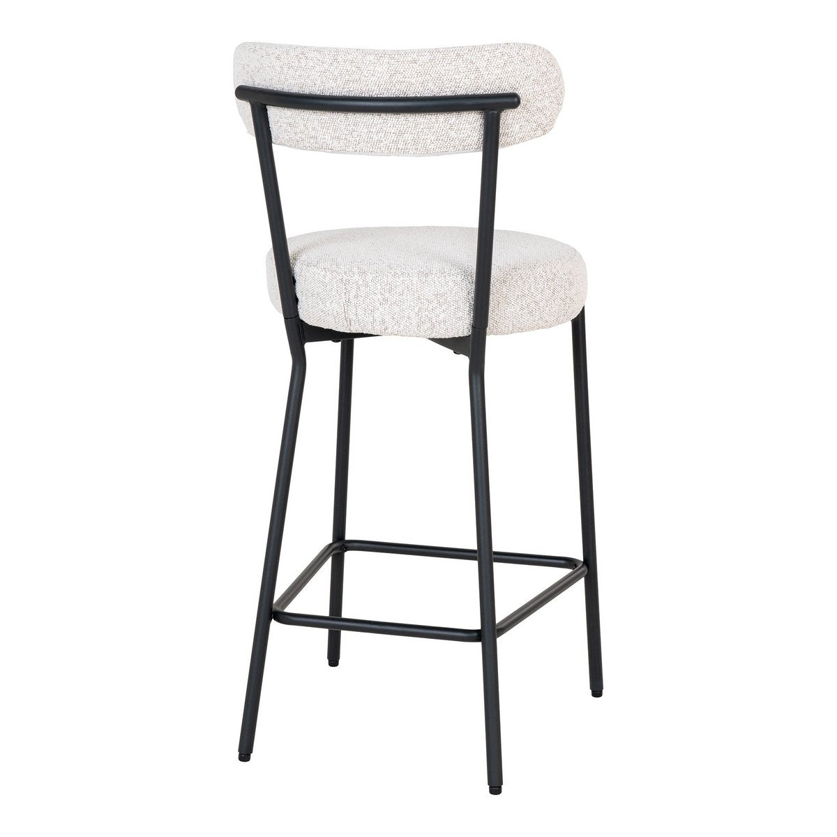 BADALONA Chaise de comptoir - Tabouret de bar, bouclé blanc avec pieds noirs