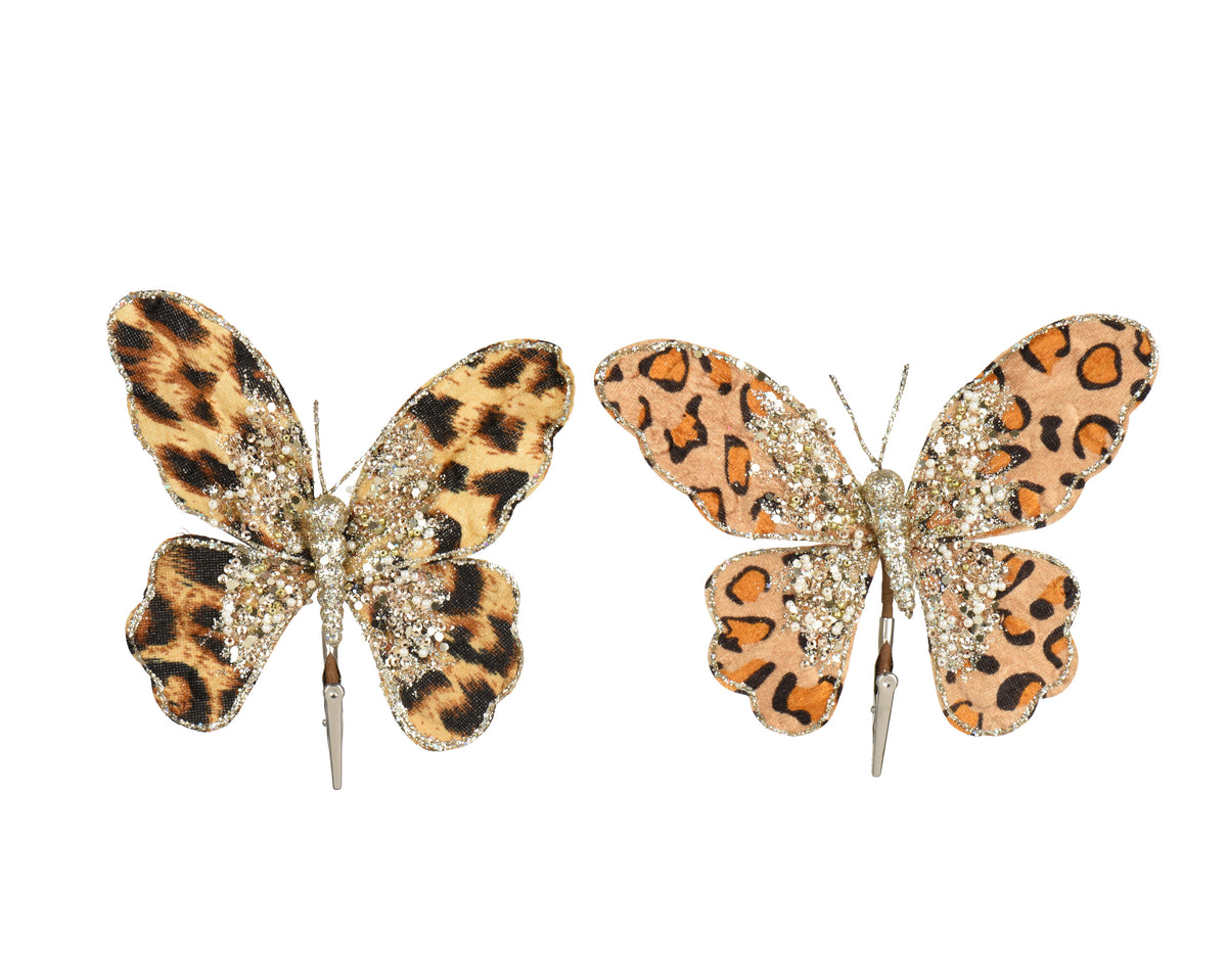 PAPILLONS leopard et paillette à pince