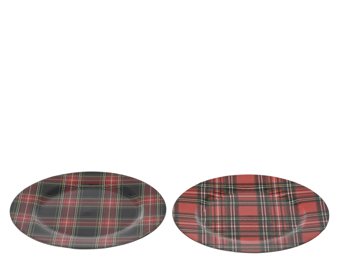 ASSIETTE déco plastique tartan D33 cm