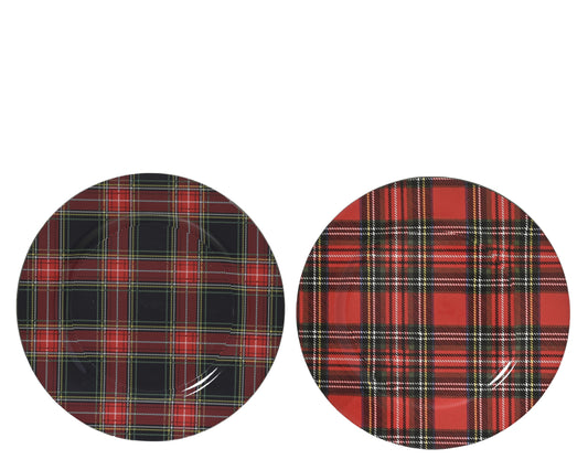 ASSIETTE déco plastique tartan D33 cm