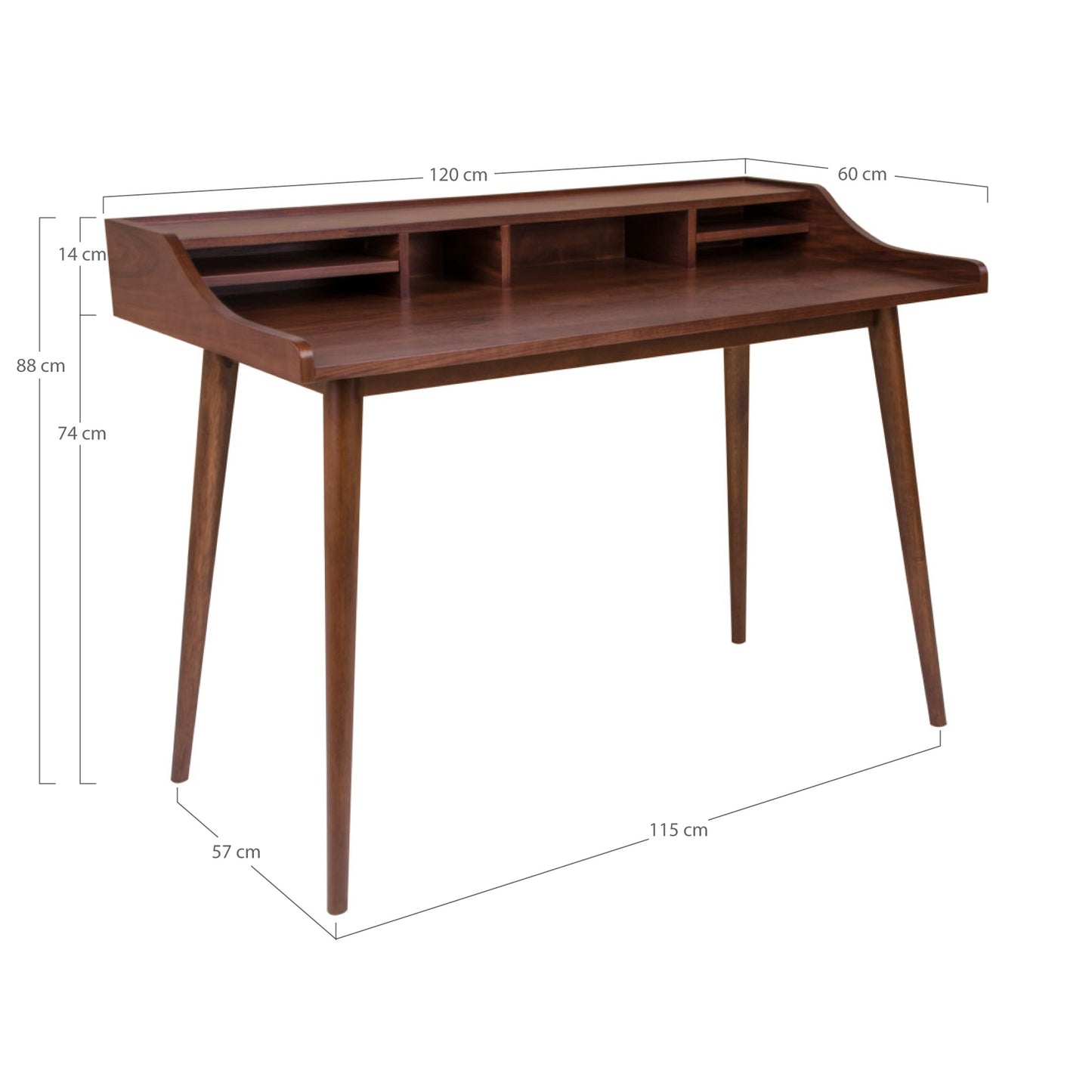 HELLERUP Bureau Placage Noyer - 120 cm