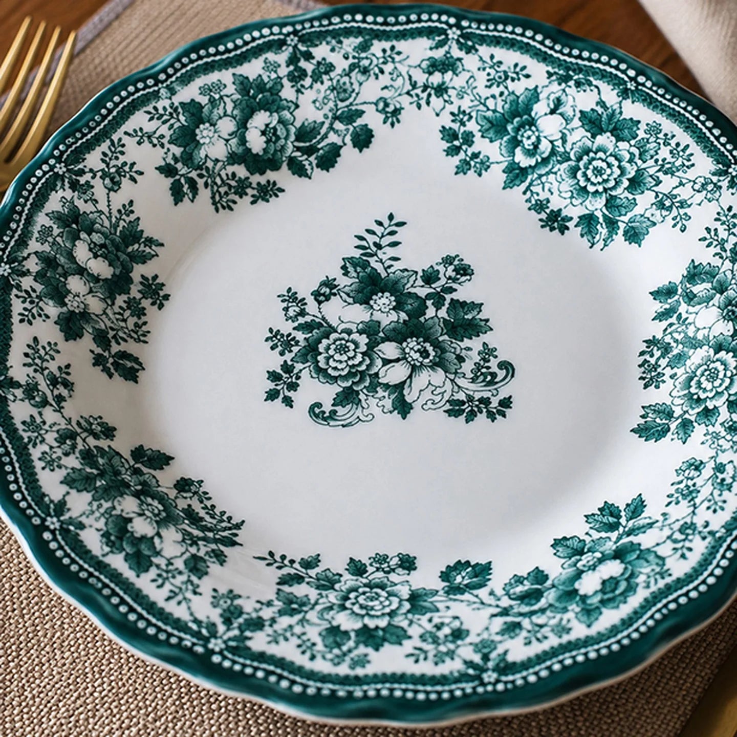 FAUSTINE Assiette plate 26cm en porcelaine verte