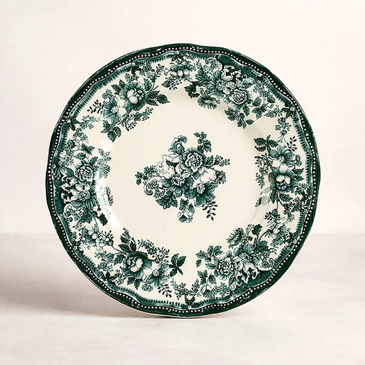 FAUSTINE Assiette plate 26cm en porcelaine verte
