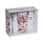 ROMANE Coffret thé avec infuseur porcelaine rouge bordeaux
