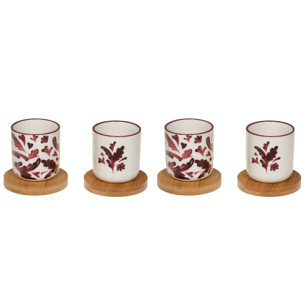 ROMANE Coffret 4 tasses porcelaine rouge bordeaux