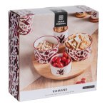 ROMANE Service apéritif 4 pièces porcelaine rouge bordeaux