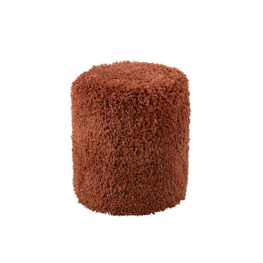 FLUFFY - Pouf Cylindre Polyester Brique - H 50 cm